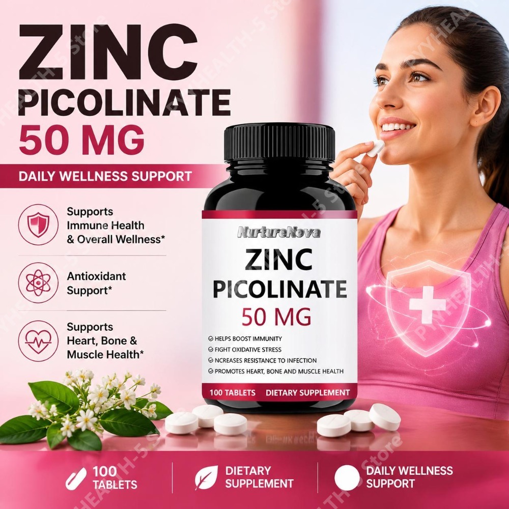 Zinc Supplement 50Mg - Zinc Picolinate Tablets for Antioxidant Support,