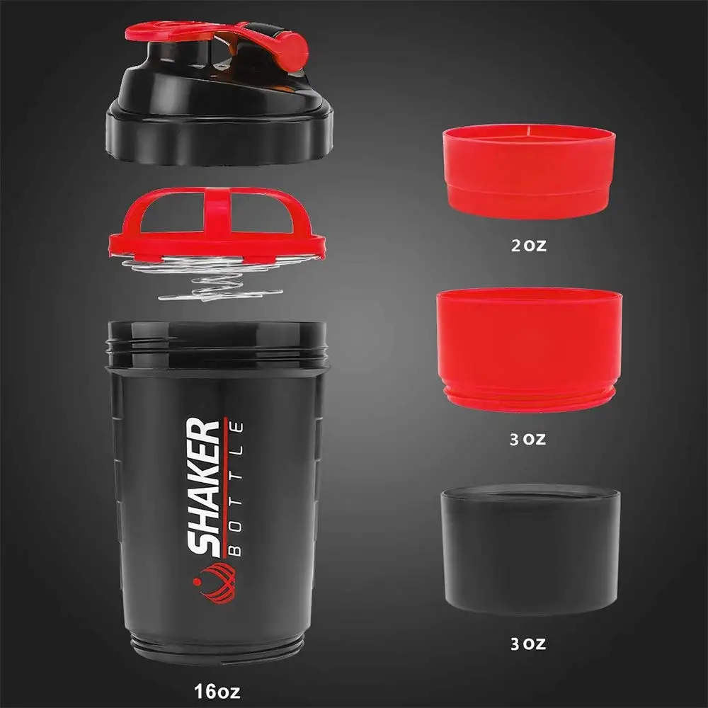Protein Shaker Bottle - 500ml Layered Protein Bottle Powder Shaker