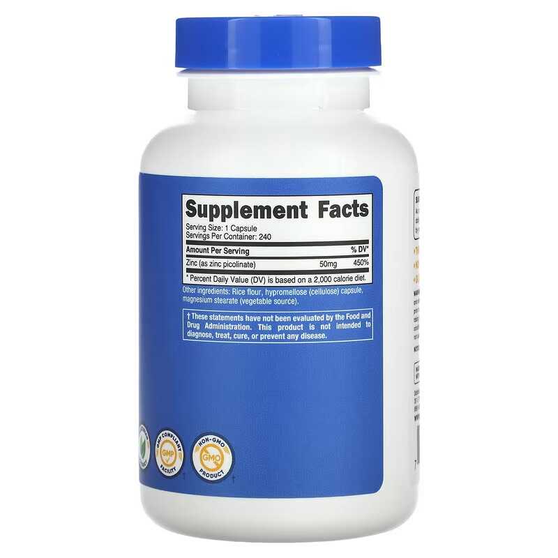 Zinc Picolinate 50 Mg 240 Tabl - Zinc Supplement 50Mg 评论和价格